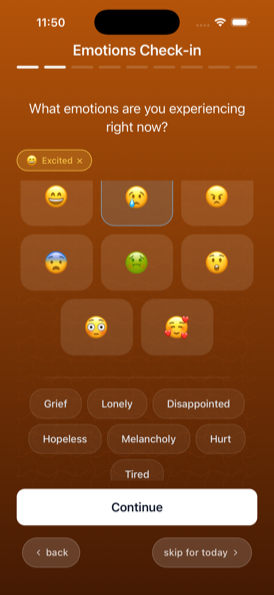 Emotions Check-in step